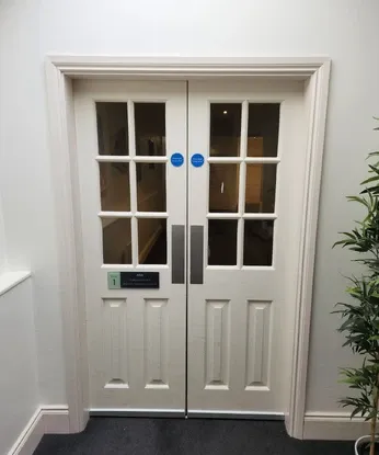 Fire doorset installation in a building entrance